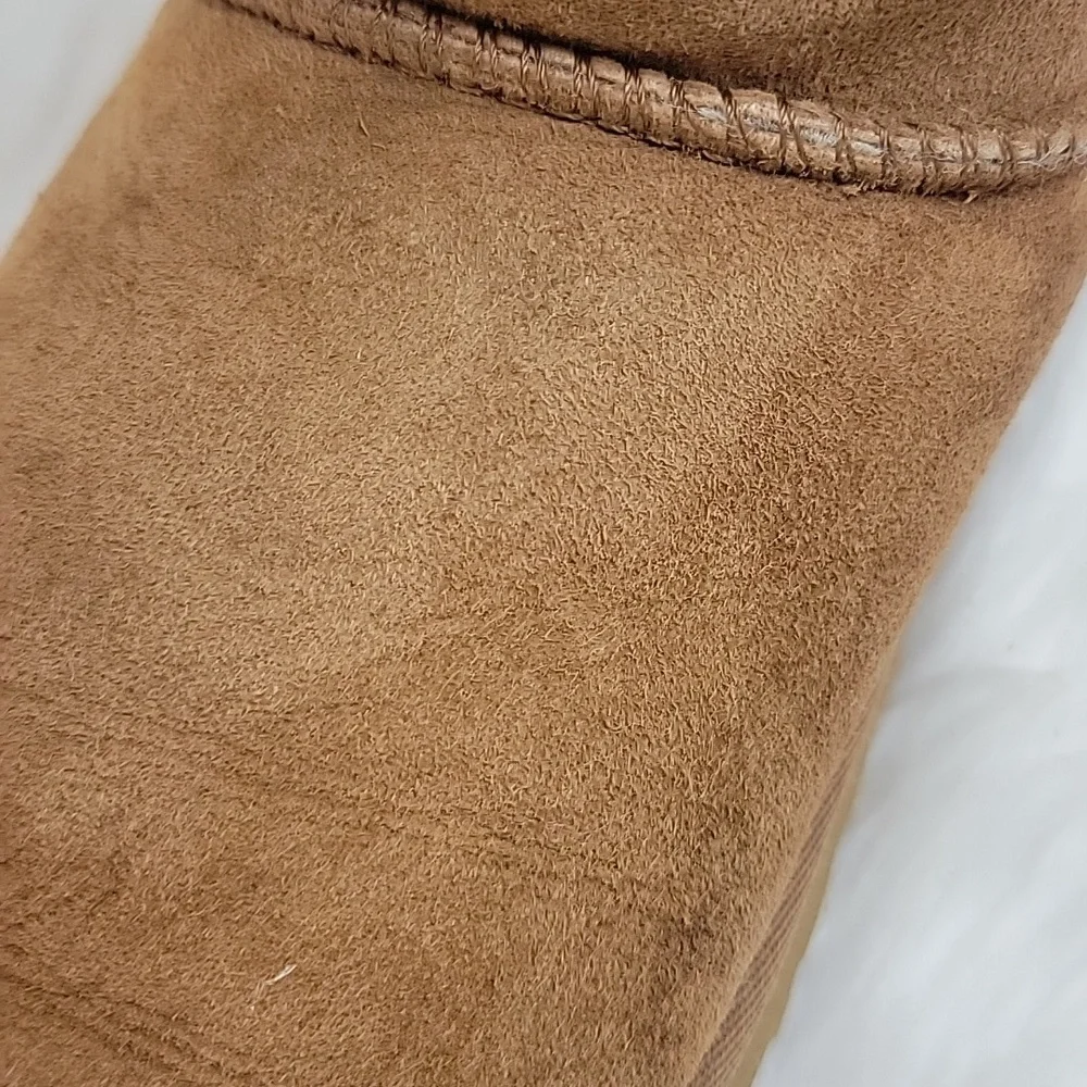 UGG Bailey Button Triplet Tall Chestnut‎ Suede Shearling Mid Calf Pull On Boots